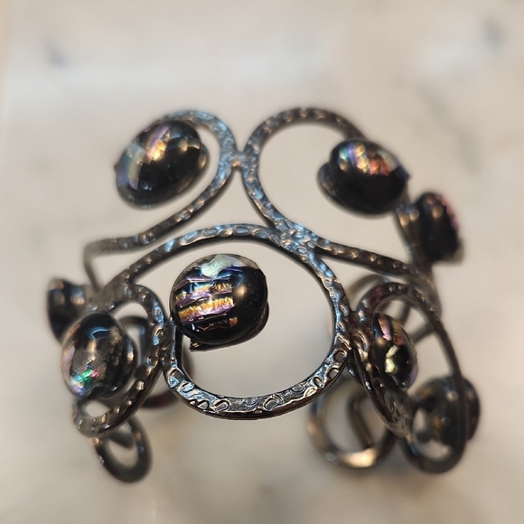 Intricate Black Scrollwork Bracelet with Amber Accents - Picture 5 of 5